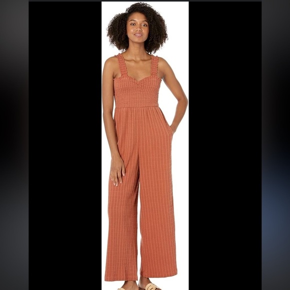 Roxy Adventure Bound Woven Tank Jumpsuit Rust Orange Size L NWT - Picture 2 of 10